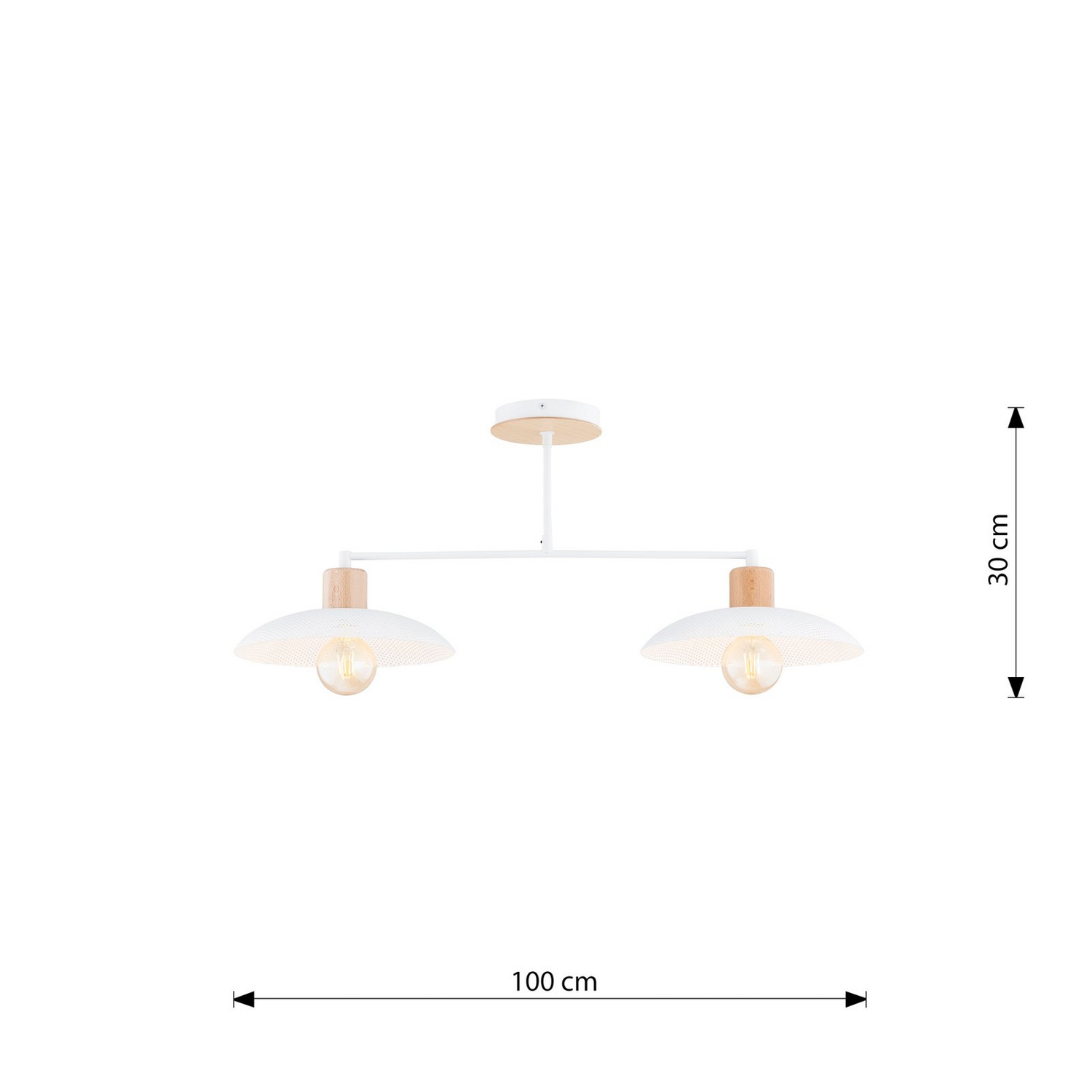 Emibig Lighting Kobe Deckenleuchte Hängelampe Leuchte 2 Flg. Stahl Holz Weiß E27 B-Ware - 5901738928763