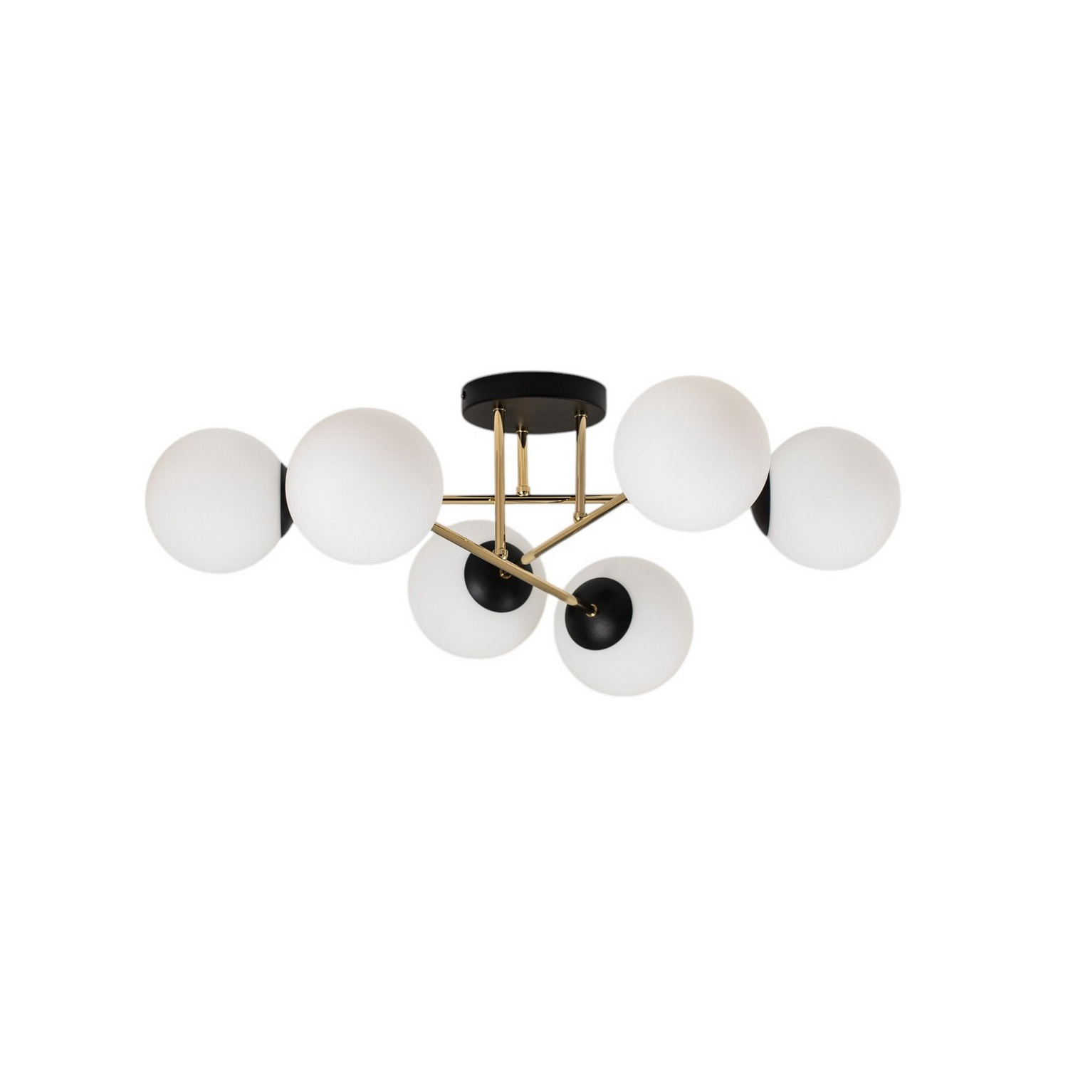 Emibig Lighting Deckenleuchte Lampe Magnum 6 Flg Opalweiß Gold Schwarz Glas B-Ware - 5901738925823