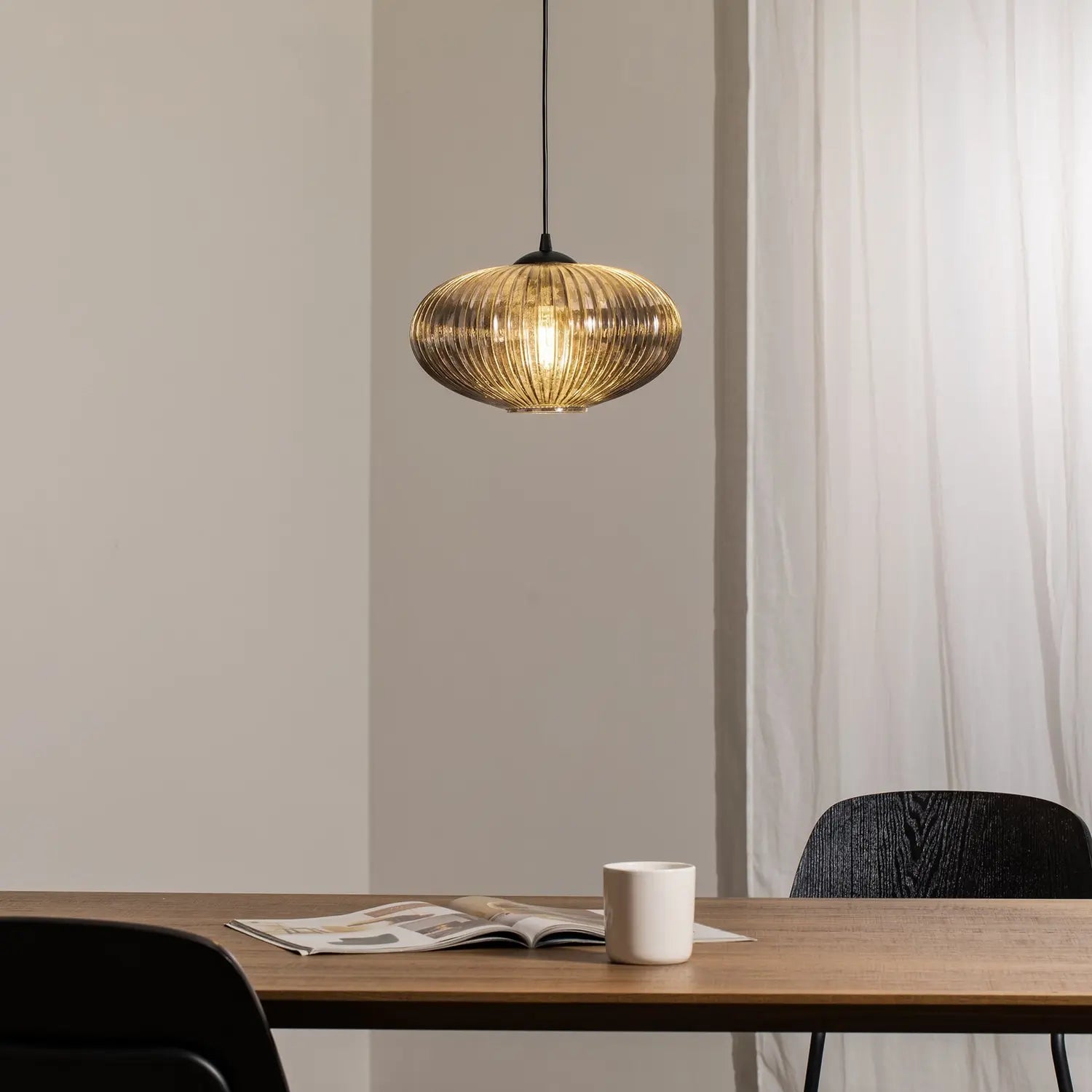 B-Ware Emibig Lighting Esszimmerlampe Hängeleuchte Lampe Coco Glas Schwarz Rauchgrau - 5907106009805