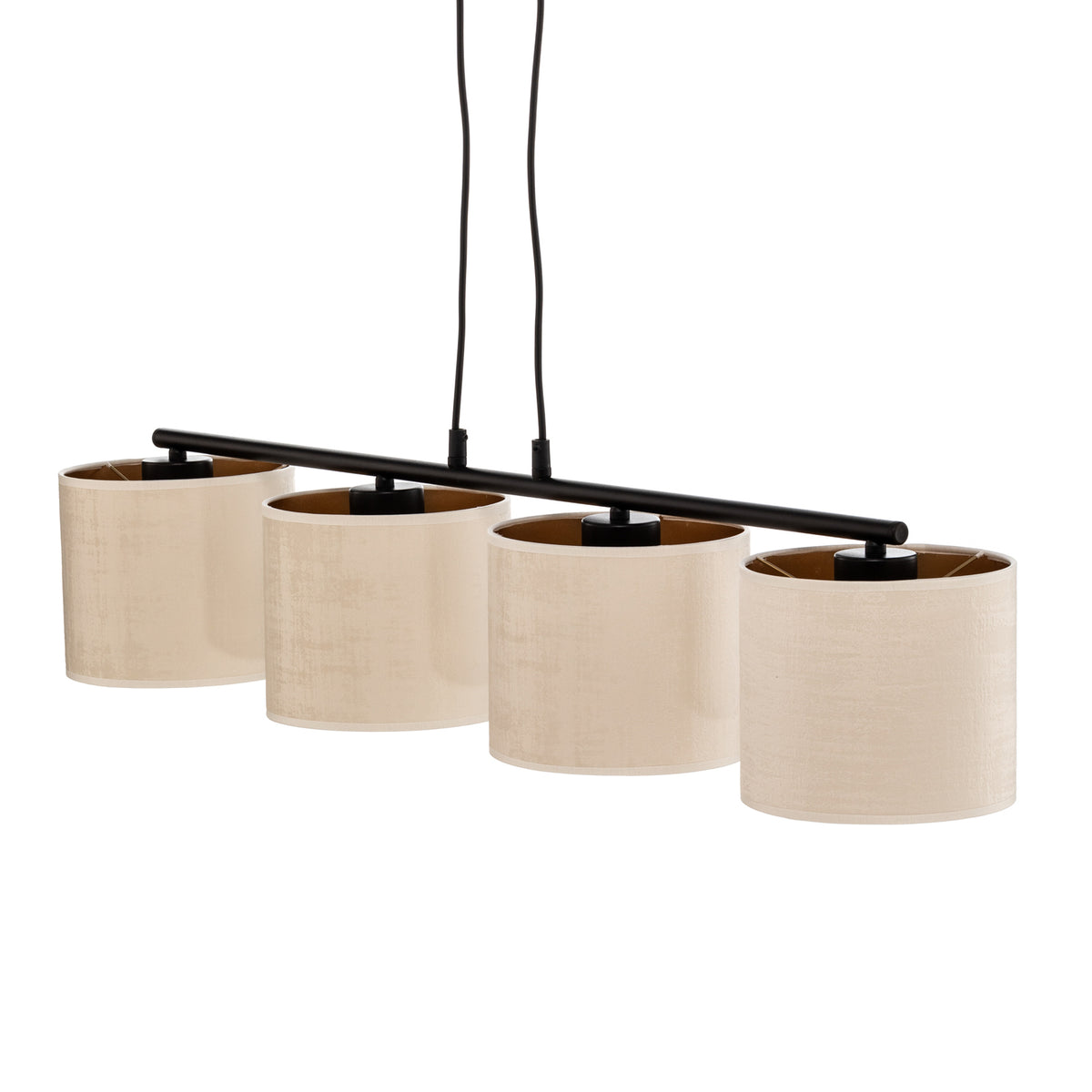 EMIBIG LIGHTING Hängelampe Pendelleuchte Jari Stoffschirm 4fl lang weiß gold - 5901738920323