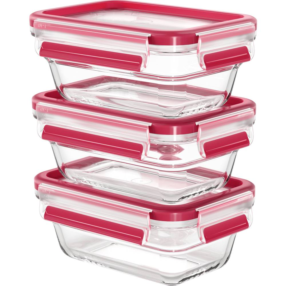 Boîtes de conservation Emsa Clip &amp; Close de qualité B, 0,45 L, 0,45 L, 0,45 L, lot de 3, en verre avec couvercles