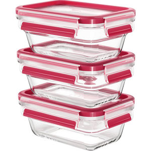 Boîtes de conservation Emsa Clip &amp; Close de qualité B, 0,45 L, 0,45 L, 0,45 L, lot de 3, en verre avec couvercles