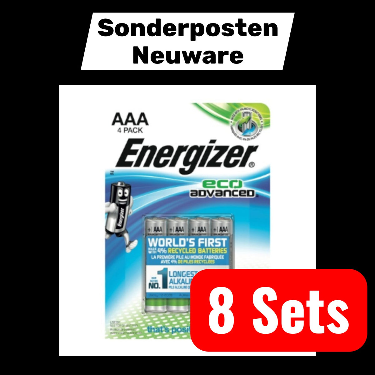 Energizer Batterien Micro AAA LR03 1 5 Volt 4 Stück Alkaline Hauptbatterie 8 SET - 7638900423051