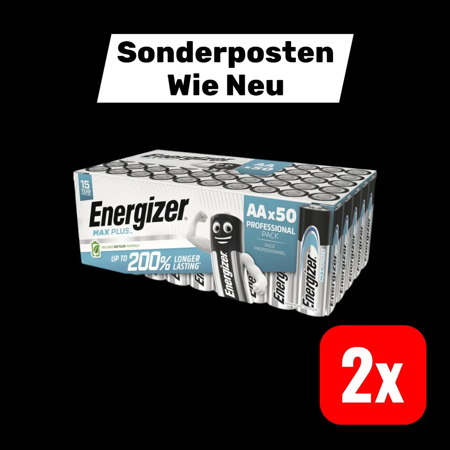B-Ware Energizer Max Plus Batterie Lr06 Mignon Aa Alkali Mangan 50 Stück 2 Sets - 7638900444933