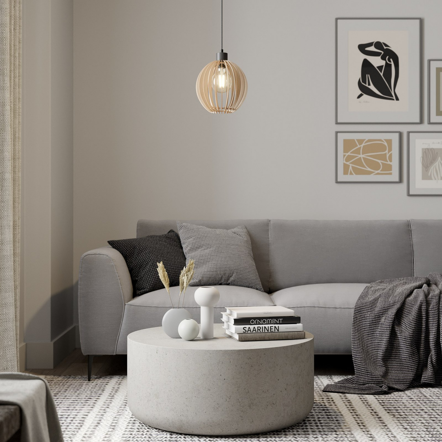 B-Ware Envostar Clay Hängeleuchte Birkensperrholz ø 23 Cm Deckenlampe Pendelleuchte 788