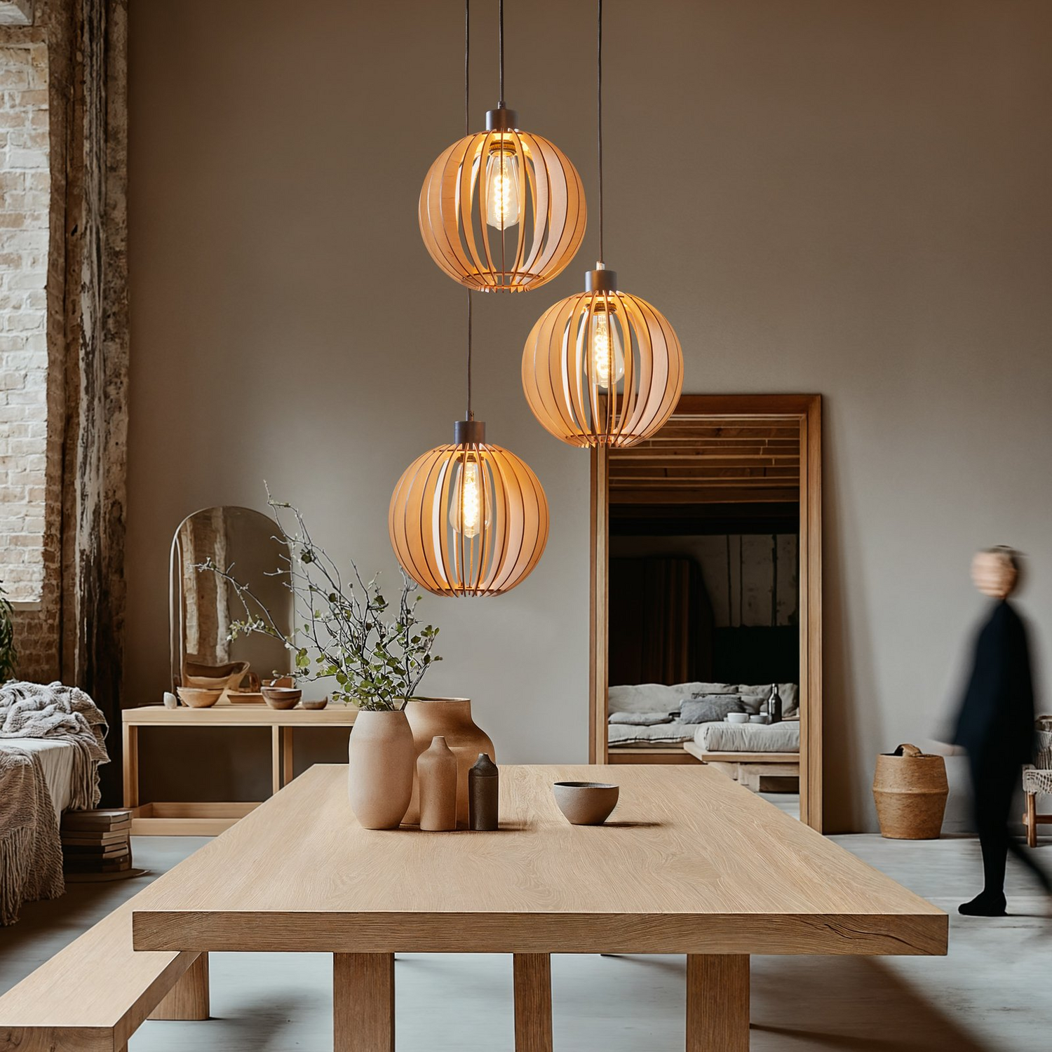 B-Ware Envostar Clay Hängelampe Deckenlampe Lampe Leuchte Birkensperrholz 3 Flammig E27 - 4251911724257