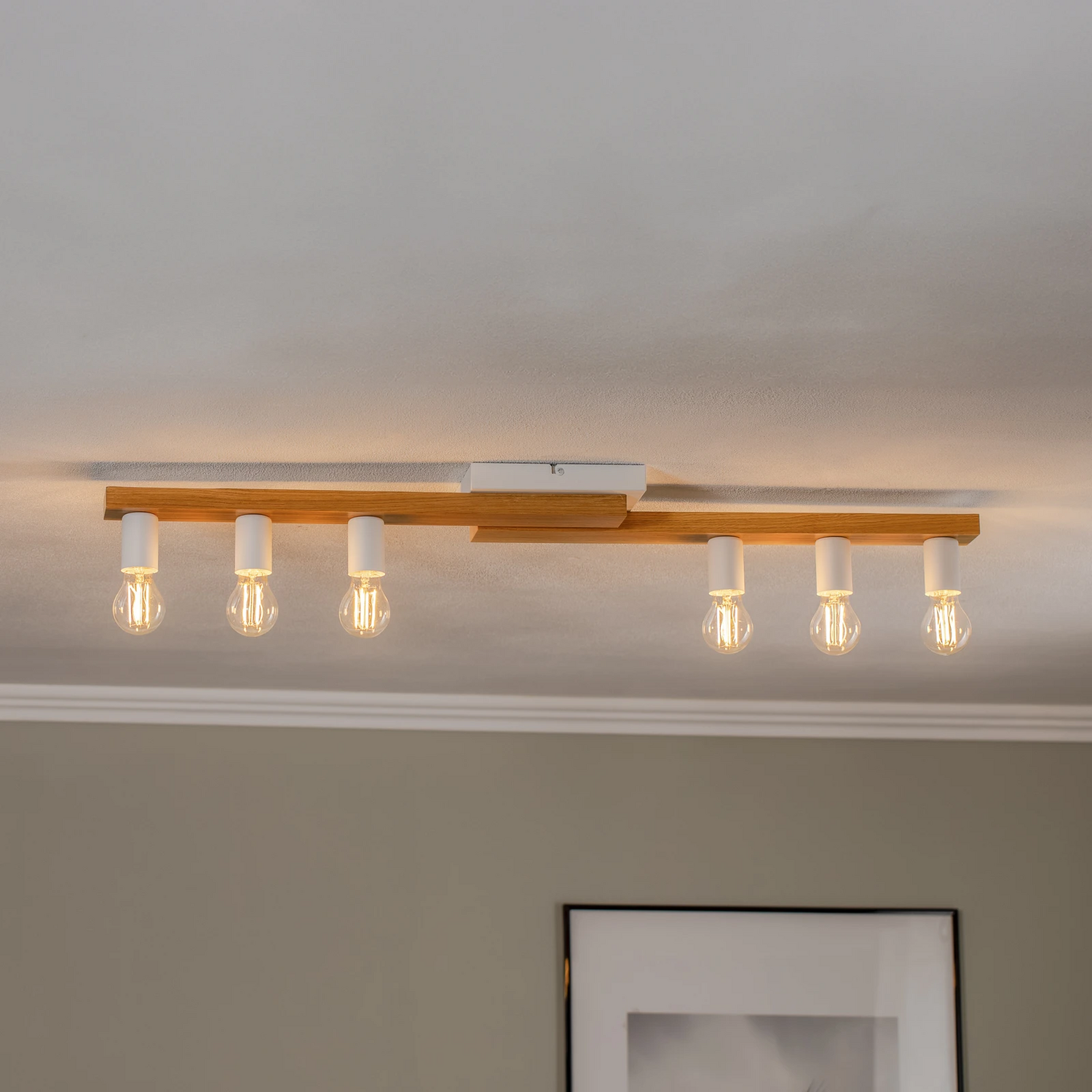 Envostar Deckenleuchte Laurent Deckenlampe Leuchte Lampe Holz/Weiß 6 Flammig E27 B-Ware - 10032207