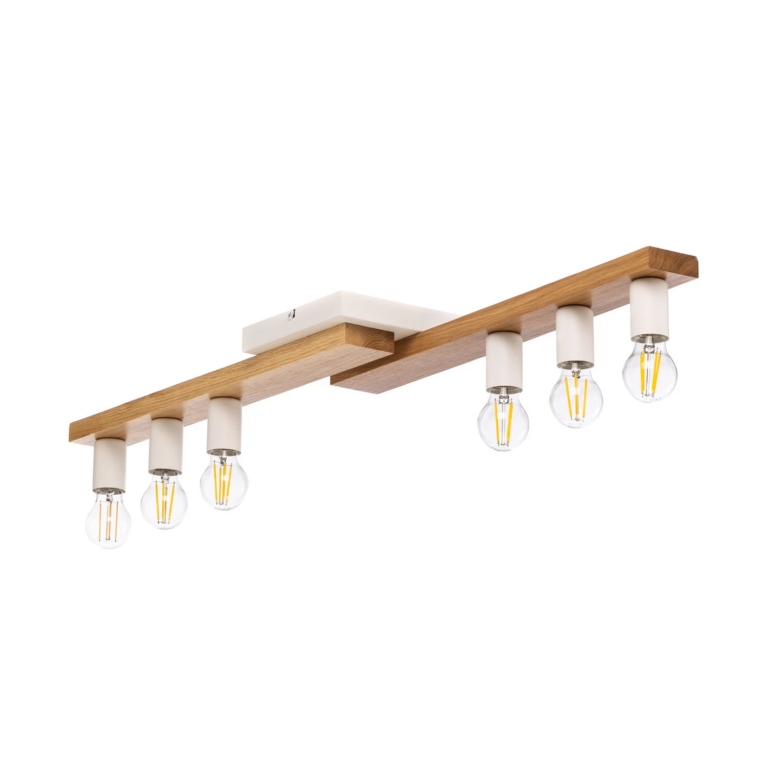 Envostar Deckenleuchte Laurent Deckenlampe Leuchte Lampe Holz/Weiß 6 Flammig E27 B-Ware - 10032207