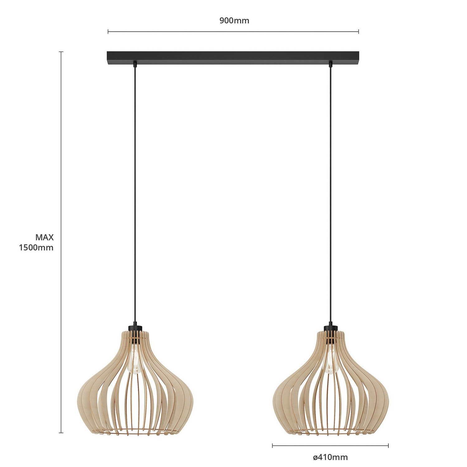 B-Ware Envostar Faje Hängeleuchte Hängelampe Deckenleuchte Leuchte Birkensperrholz 2fl  - 4251911724196