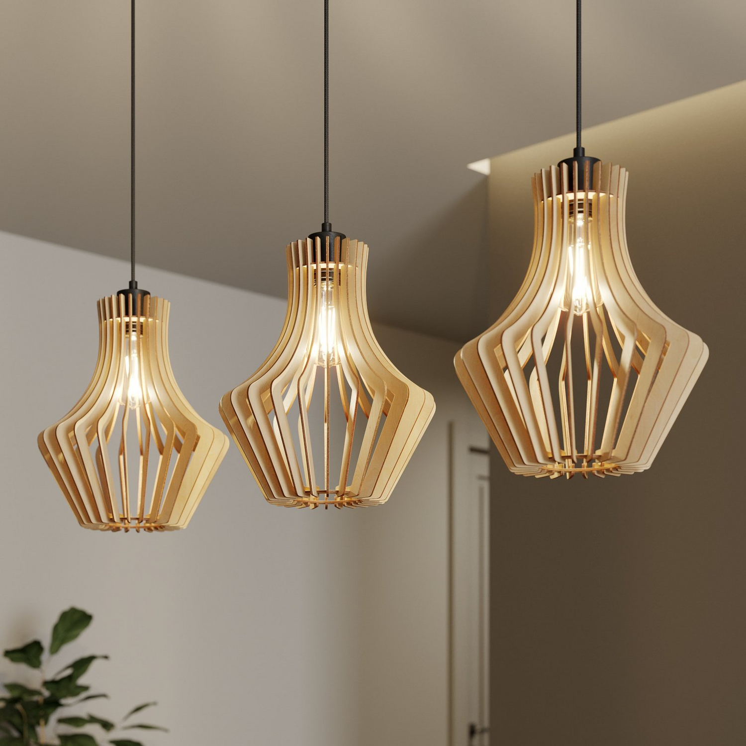 Envostar Floj Hängelampe Birkensperrholz 3 Flammig Hängeleuchte Leuchte Lampe B-Ware - 4251911724134