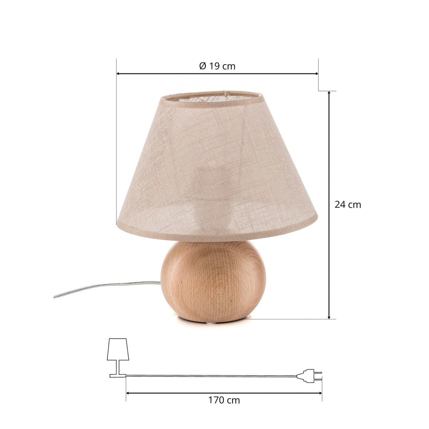 B-Ware Envostar Gill Tischlampe Leuchte Lampe Holz Natur Schirm Beige Schalter E27 Spot
