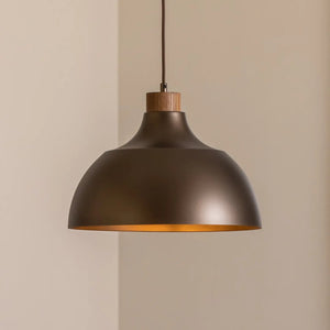 B-Ware Envostar Hängeleuchte Pendelleuchte Kaitt Braun ø 34 Cm Holzdetail