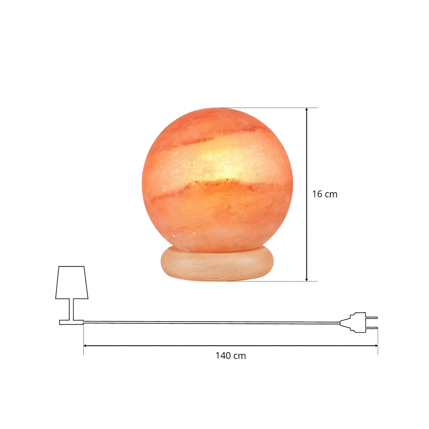 B-Ware Tischlampe Leuchte Lampe Kugel Salzstein Holzsockel Envostar Harmony Rot - 4251911756128