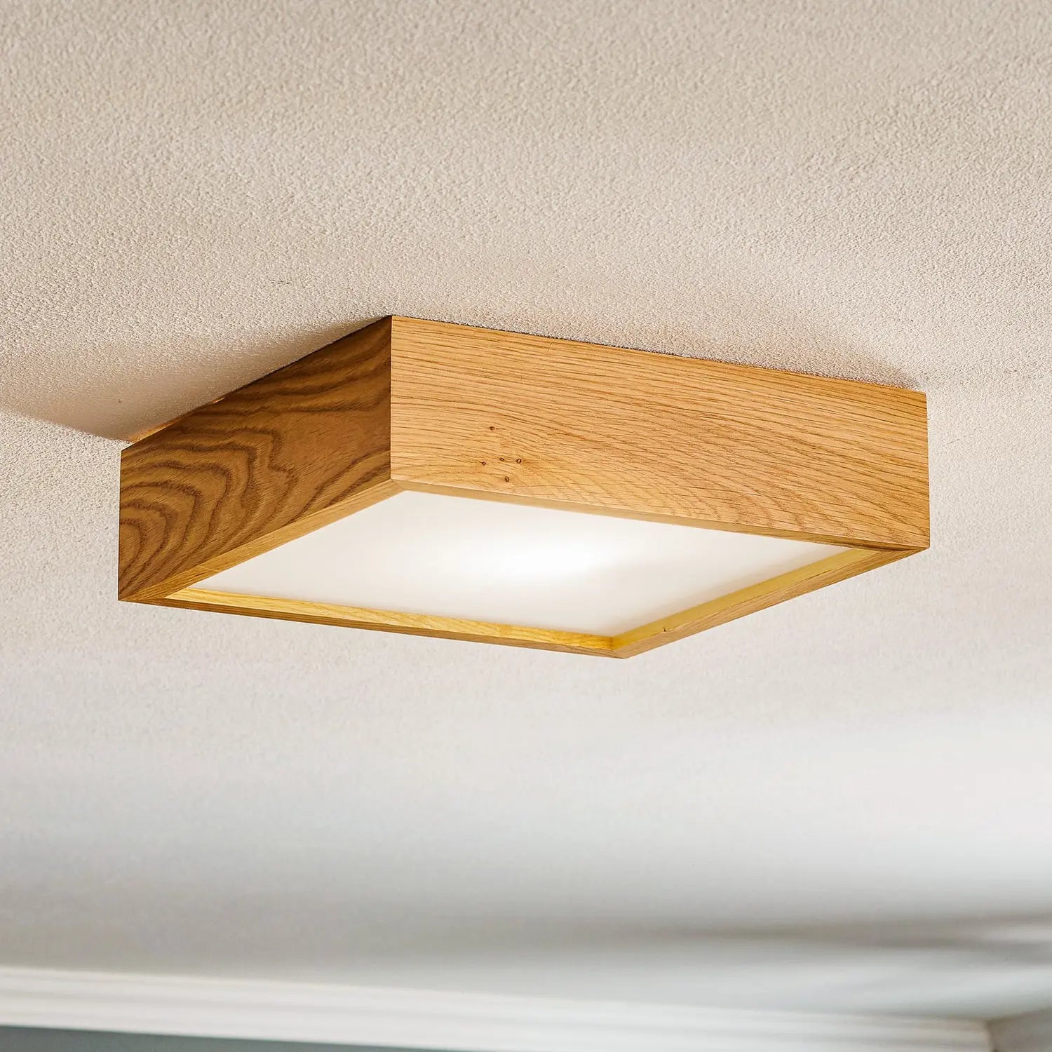 B-Ware Envostar Kerio Deckenlampe 27,5x27,5cm Deckenleuchte Lampe Leuchte E27 Eiche 622 - 4251911789379