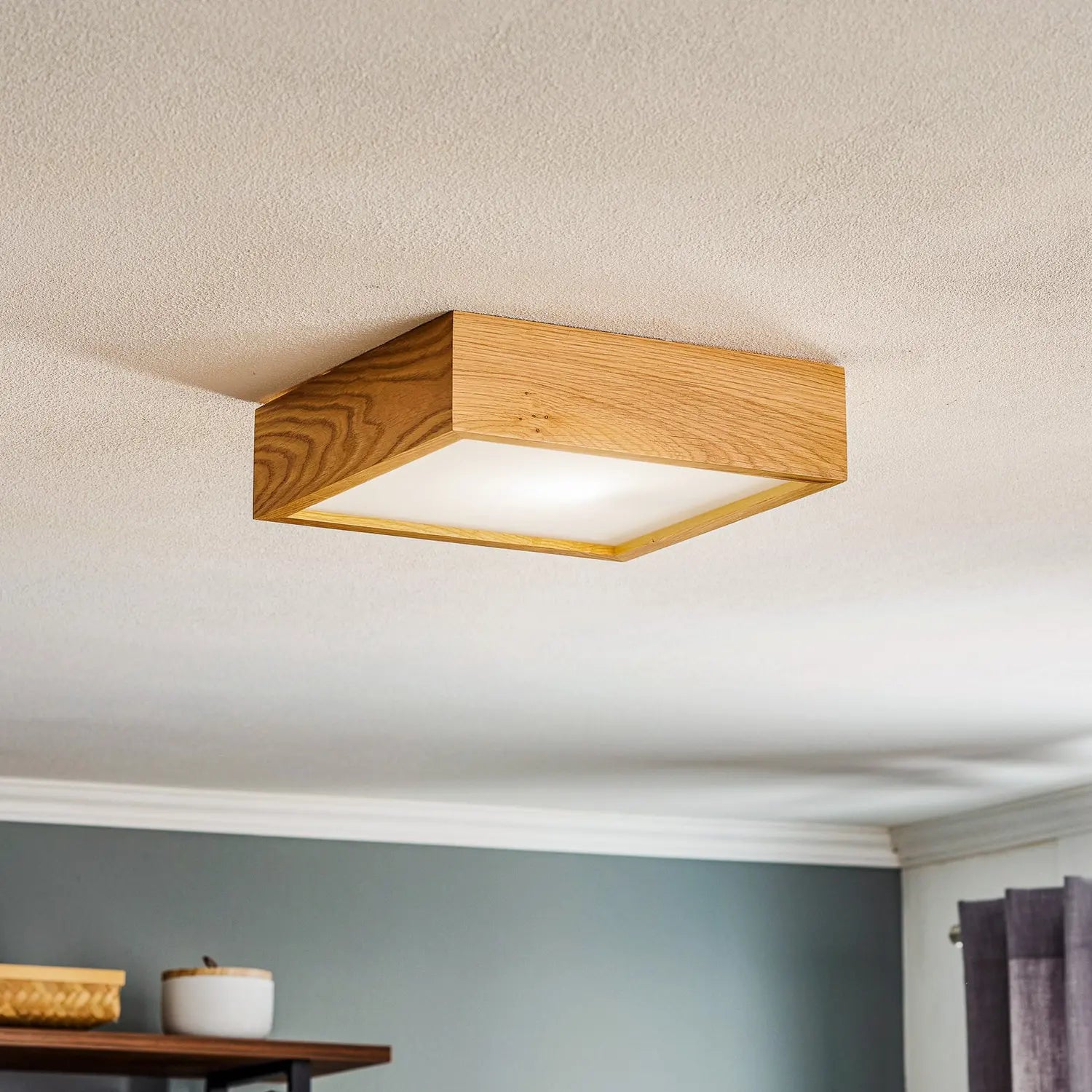 B-Ware Envostar Kerio Deckenlampe 27,5x27,5cm Deckenleuchte Lampe Leuchte E27 Eiche 622 - 4251911789379