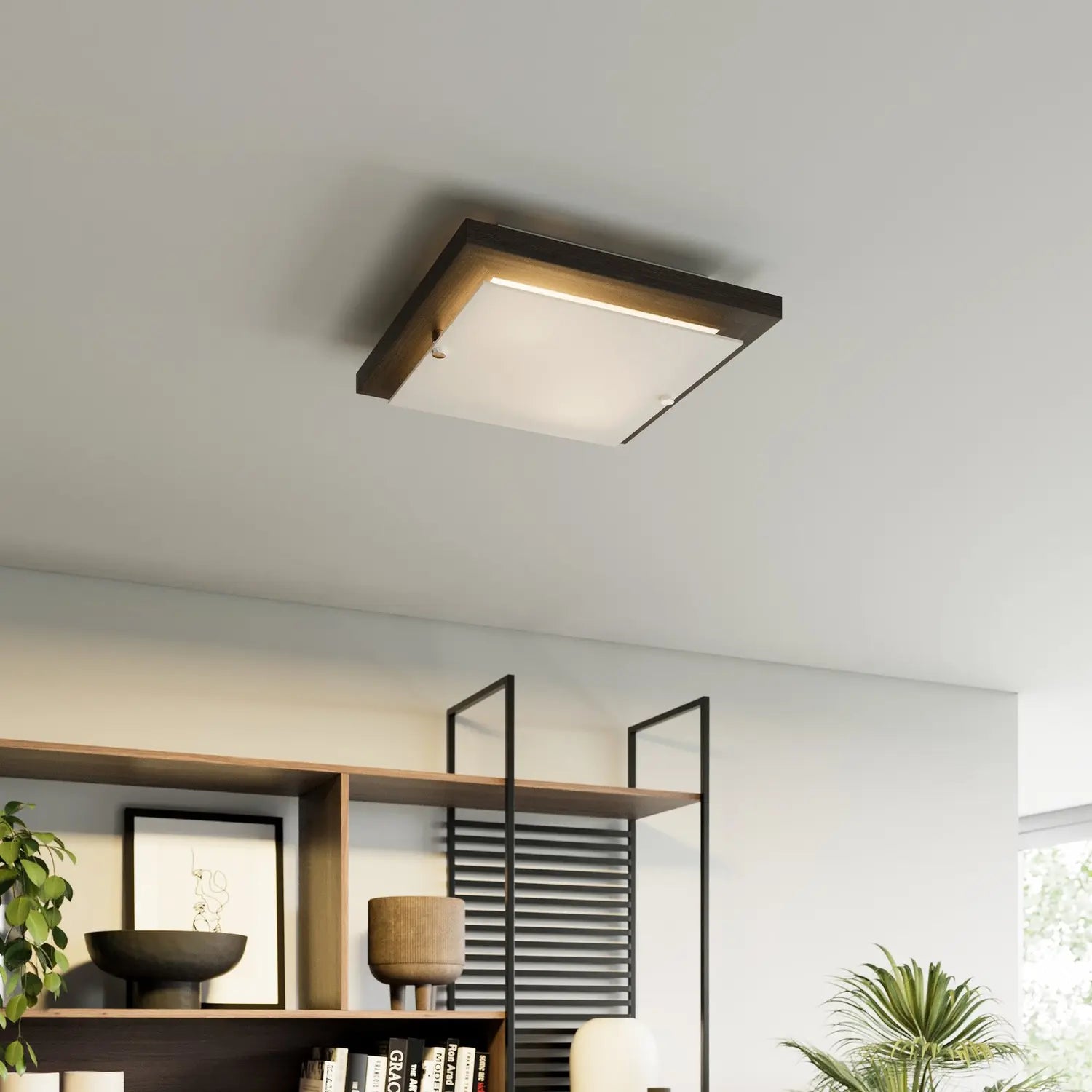 B-Ware Envostar Deckenlampe Lampe Kerio Wenge 30x30 Cm Glas Holz Wohnzimmer Esszimmer - 4251911791266