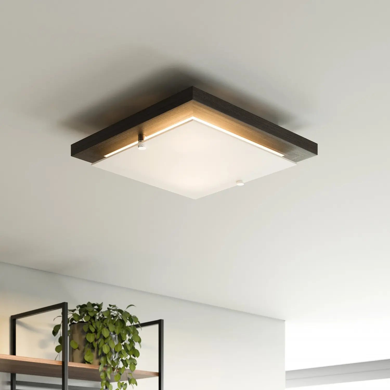 B-Ware Envostar Deckenlampe Lampe Kerio Wenge 30x30 Cm Glas Holz Wohnzimmer Esszimmer - 4251911791266