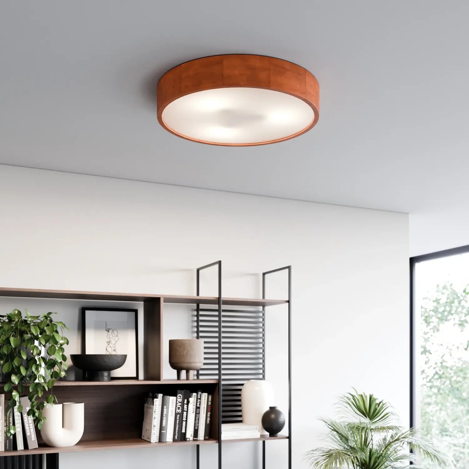 B-Ware Envostar Deckenleuchte Lampe Kerio Holz Glas Kiefer Rustikal ø 47 Cm E27 Led - 4251911796179