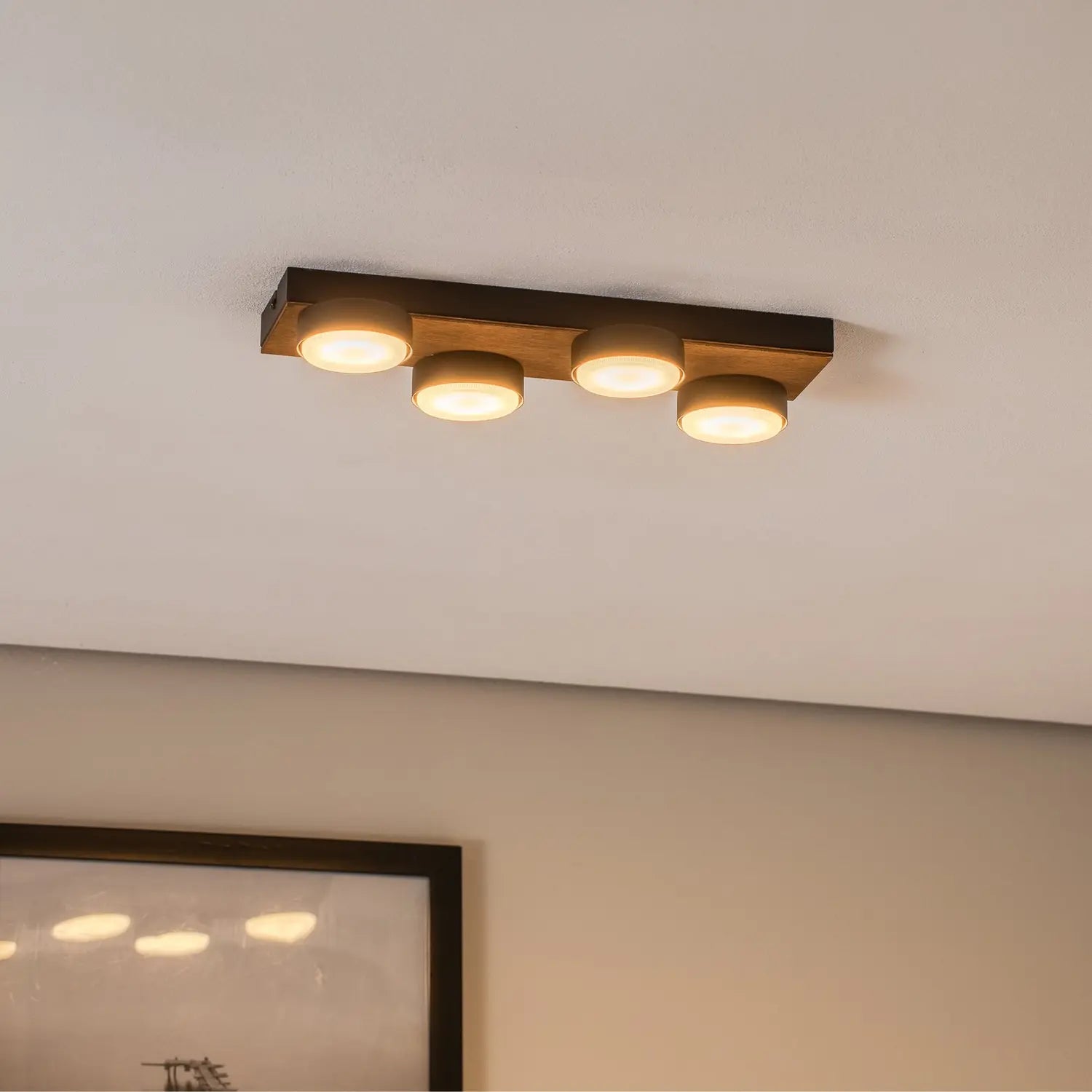 B-Ware Envostar Deckenleuchte Lampe Holz Schwarz Stahl Laurent 4 Flammig Austauschbar - 4251911782455