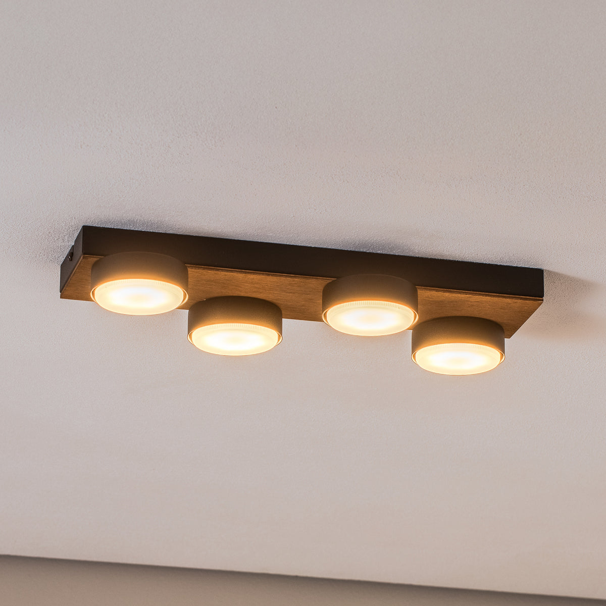 Envostar Deckenleuchte Lampe Holz schwarz Stahl Laurent 4 flammig austauschbar - 4251911782455