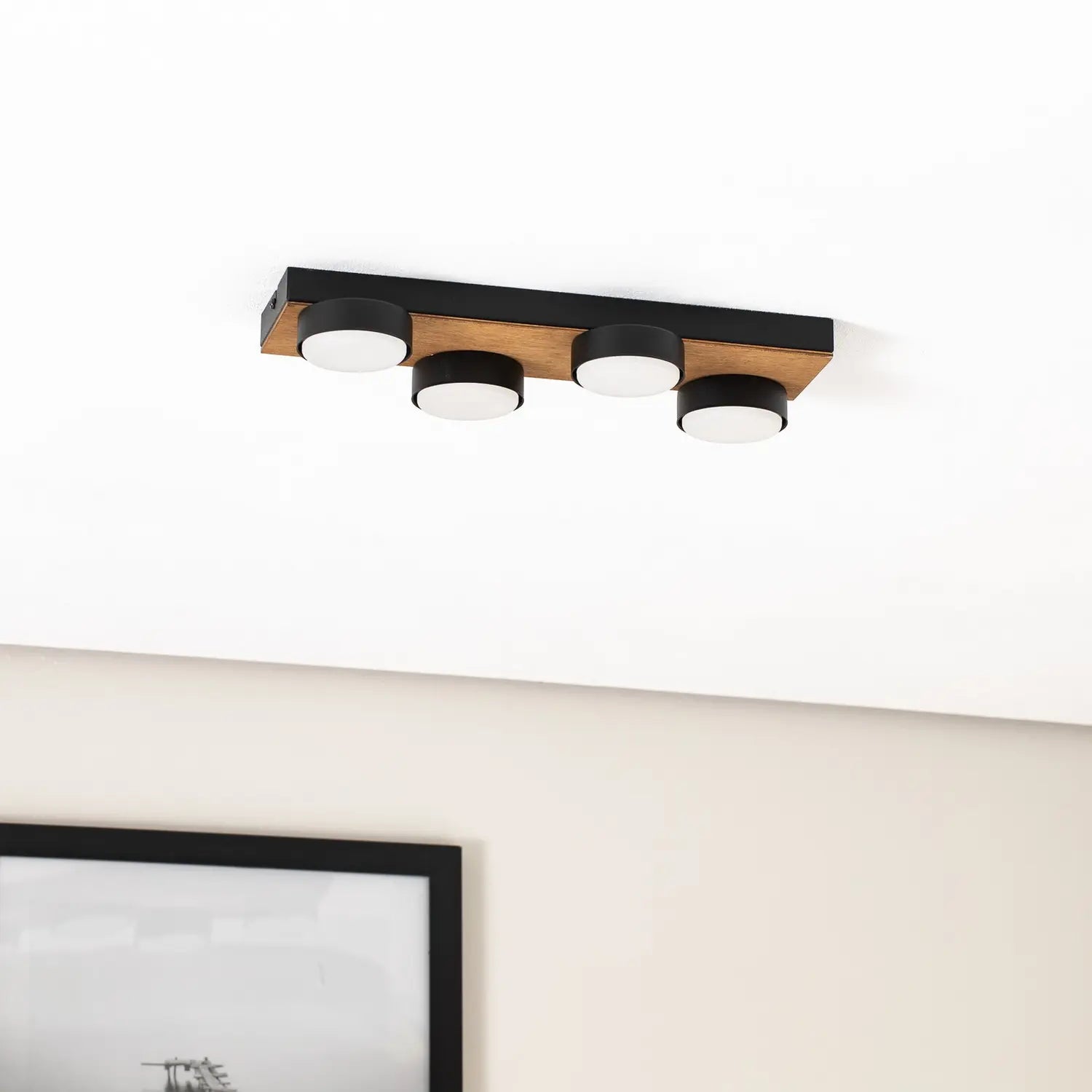 B-Ware Envostar Deckenleuchte Lampe Holz Schwarz Stahl Laurent 4 Flammig Austauschbar - 4251911782455