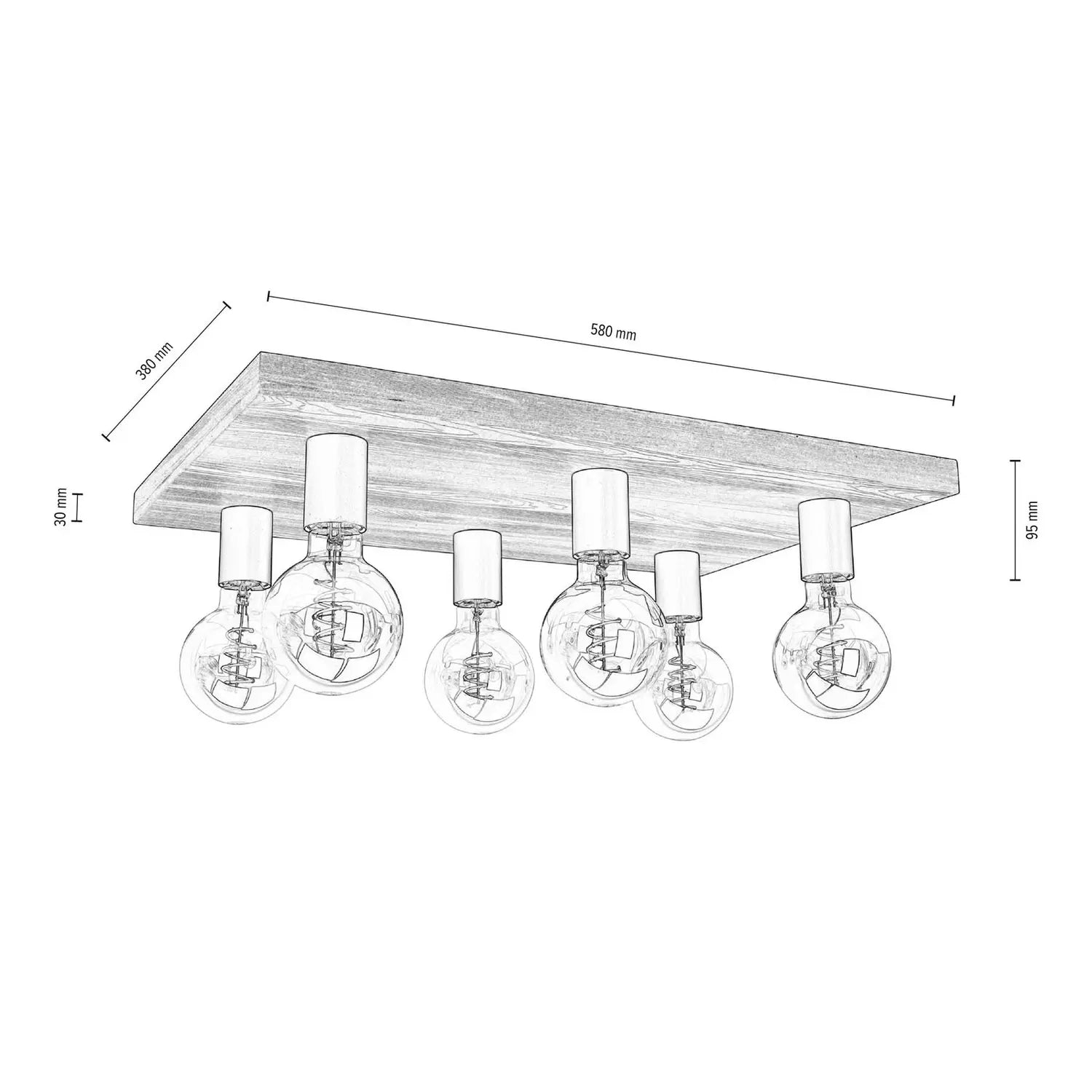 B-Ware Envostar Lobo Deckenlampe Leuchte Deckenbeleuchtung 6 Flammig Kiefer Grau Led