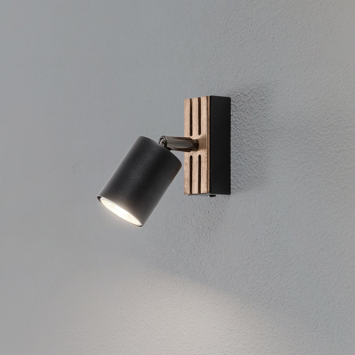 envostar Wandstrahler Wandleuchte Tino schwarz matt Holz Leuchte Wohnzimmer Flur - 4251911782684