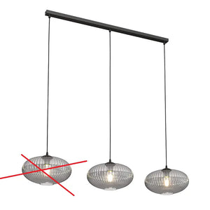 B-Ware Emibig Esszimmerlampe Coco Länge 115 Cm Schwarz/Rauchgrau 3 Flg. Siehe Text/F174