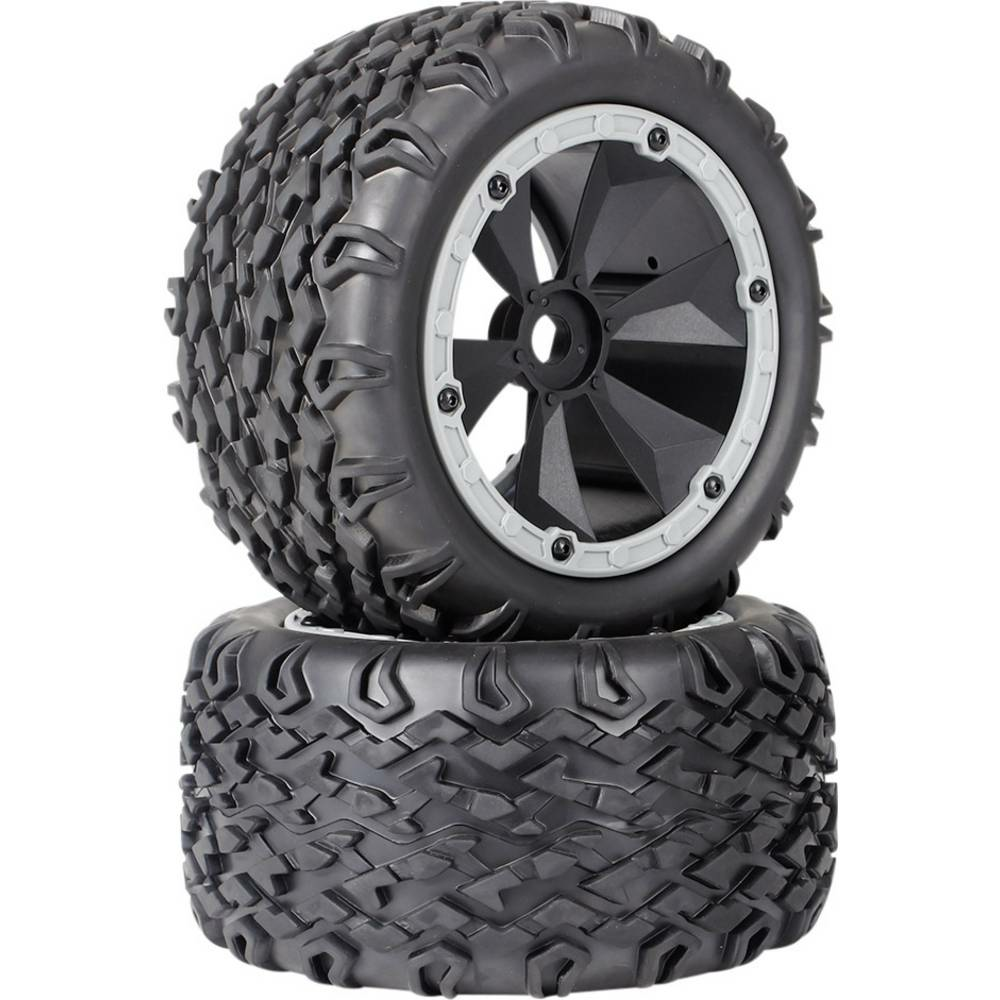 B-Ware Reely 1:8 Monstertruck Reifen 6 Speichen Schwarz Grau 2 St. Räder Modellbau - 4053199995448