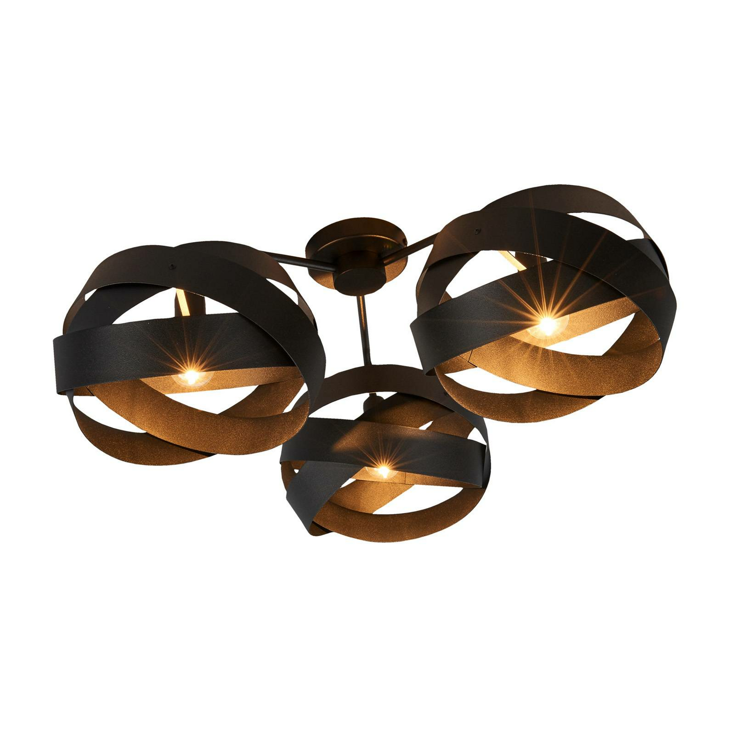 B-Ware Euluna Deckenlampe Tornado Deckenlampe Lampe Leuchte Dreiflammig E14 Schwarz