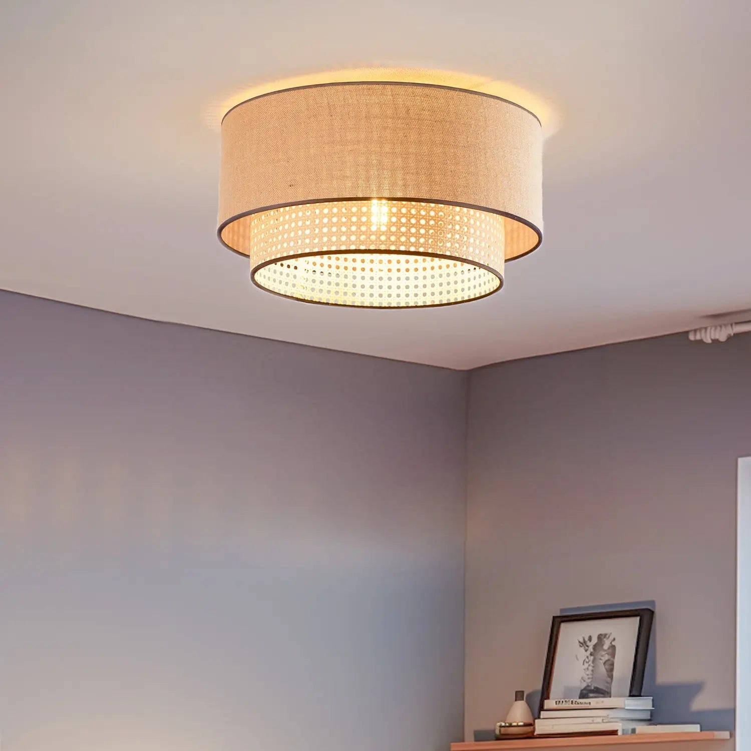 B-Ware Euluna Deckenlampe Boho Rattan Deckenlampe Deckenlicht Lampe Leuchte E27 Rattan  - 5903689184298