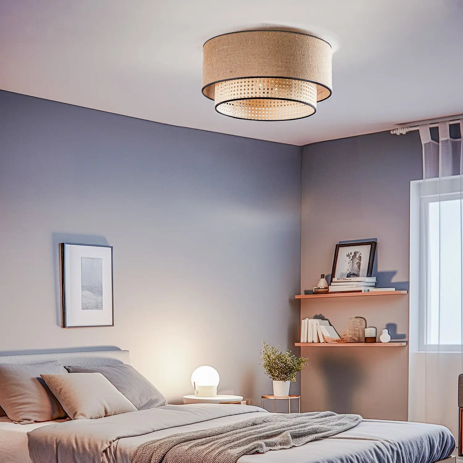 B-Ware Euluna Deckenlampe Boho Rattan Deckenlampe Deckenlicht Lampe Leuchte E27 Rattan  - 5903689184298