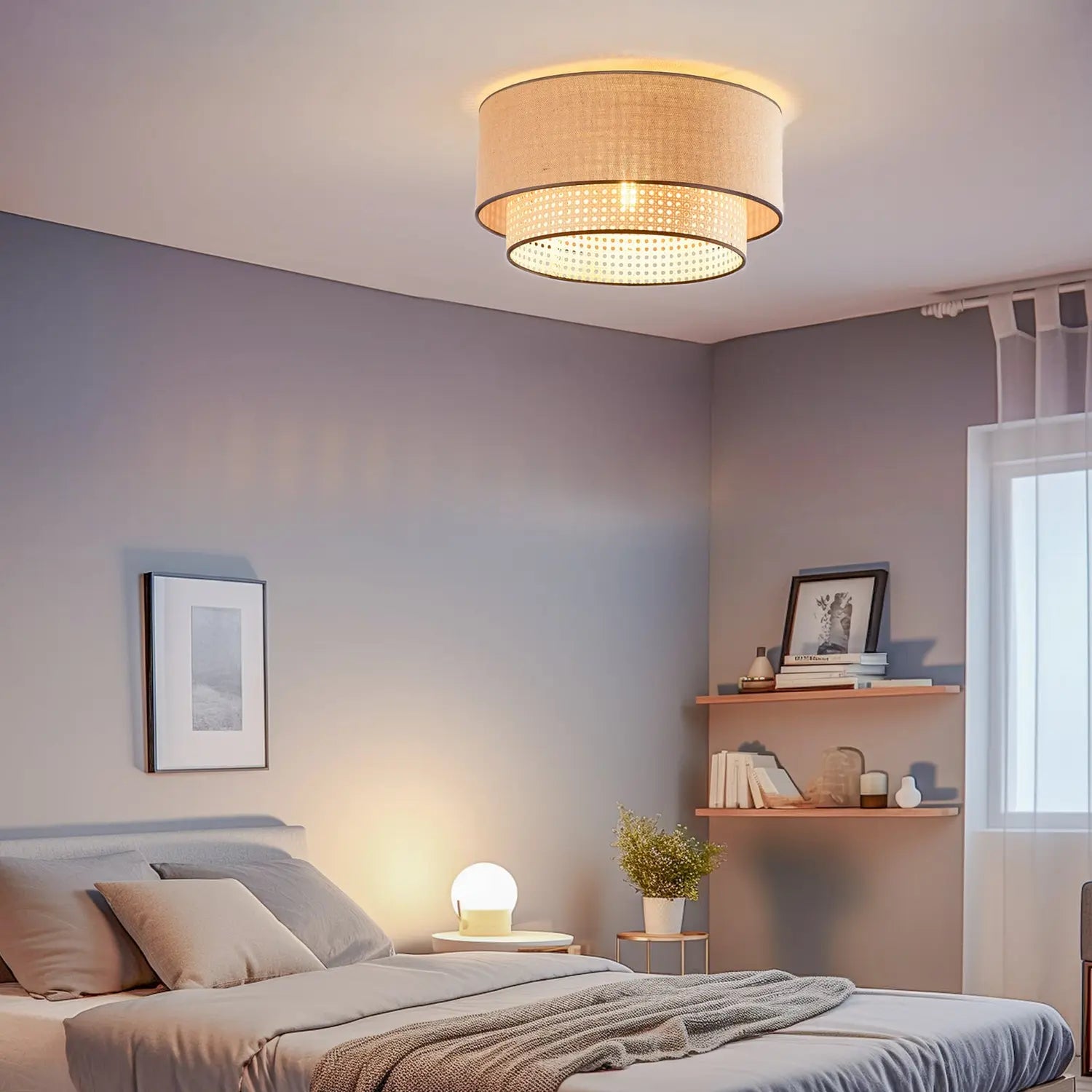 B-Ware Euluna Deckenlampe Boho Rattan Deckenlampe Deckenlicht Lampe Leuchte E27 Rattan  - 5903689184298