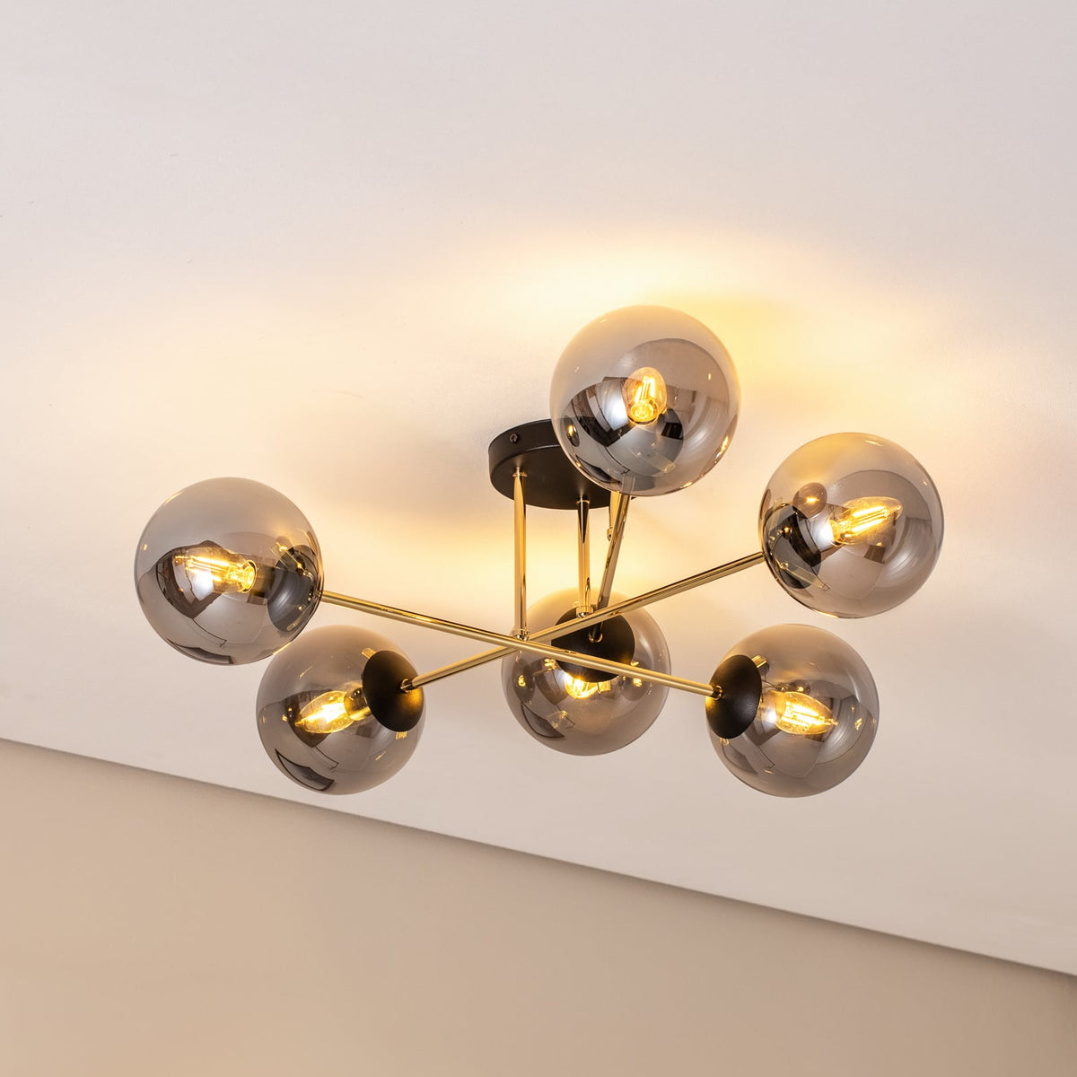 Deckenleuchte Lampe Euluna Glassy Deckenlampe rauchgrau transparent gold Glas - 4251911783728