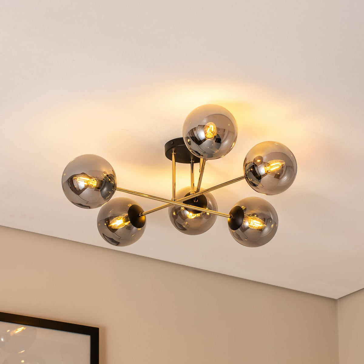 Deckenleuchte Lampe Euluna Glassy Deckenlampe rauchgrau transparent gold Glas - 4251911783728