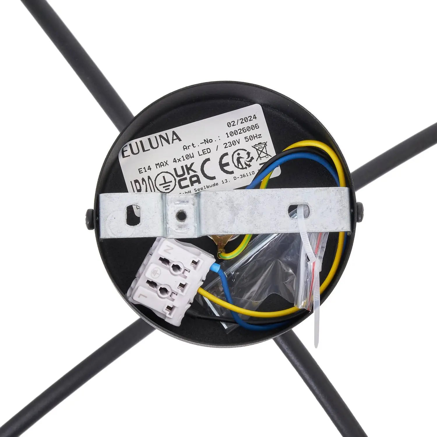 B-Ware Euluna Deckenleuchte Lampe Karda Schwarz 4 Flammig Raumlicht Metall Glas Dimmbar - 4251911787863