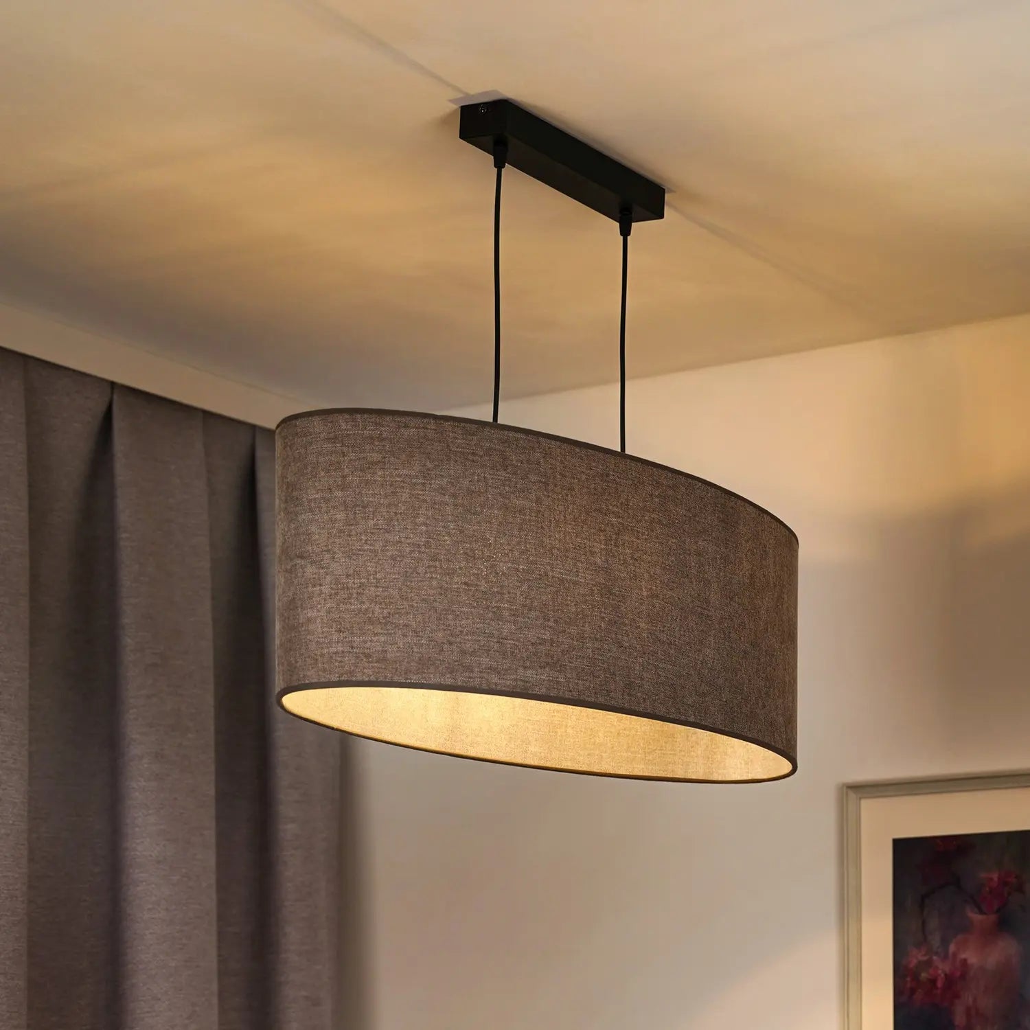 B-Ware Euluna Hängelampe Pendelleuchte Celine Cappuccino Chenille Stoff 80 Cm - 4251911790160