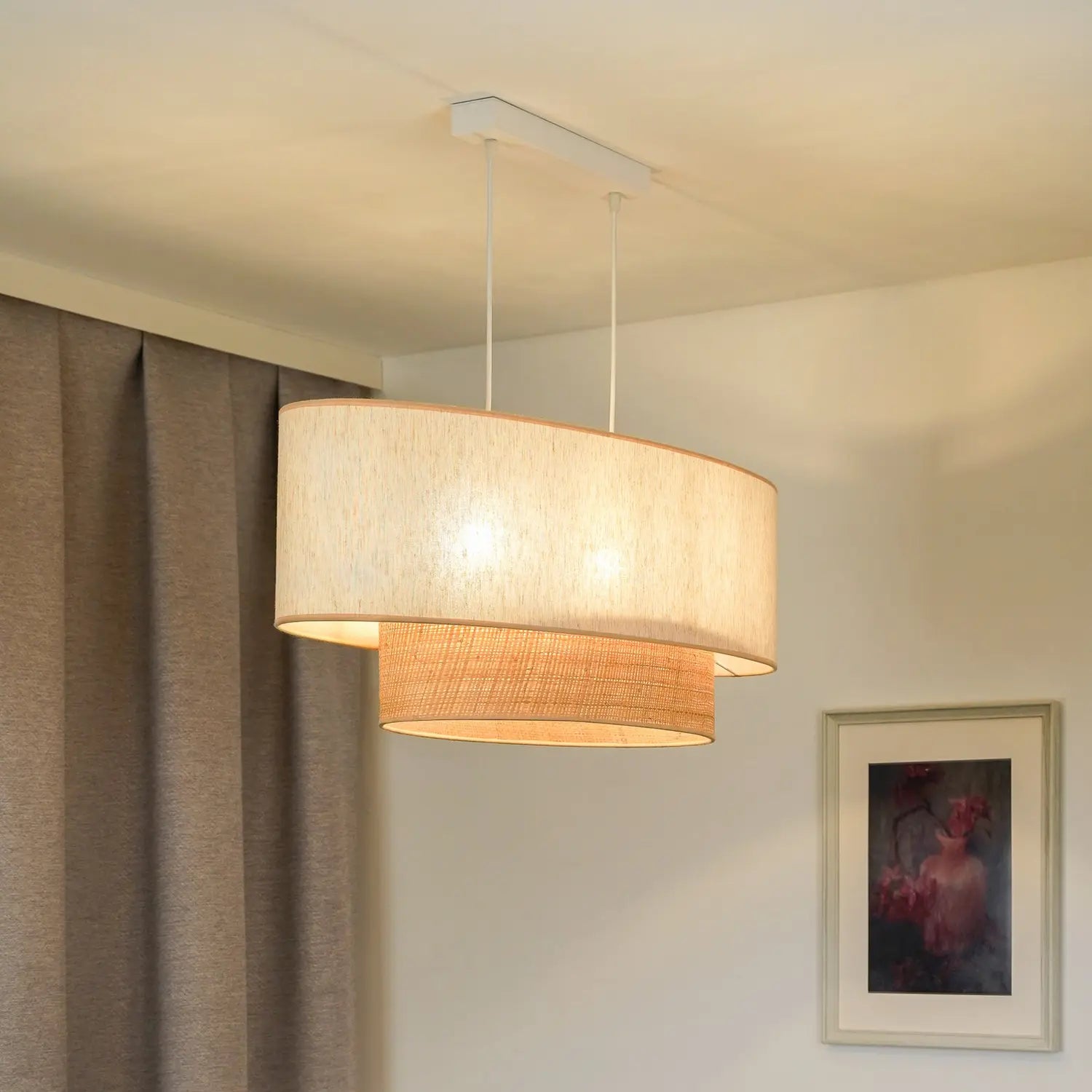 B-Ware Euluna Hängeleuchte Pendelleuchte Lampe Boho Cotton Beige Raffia Natur 80 Cm - 4251911790191