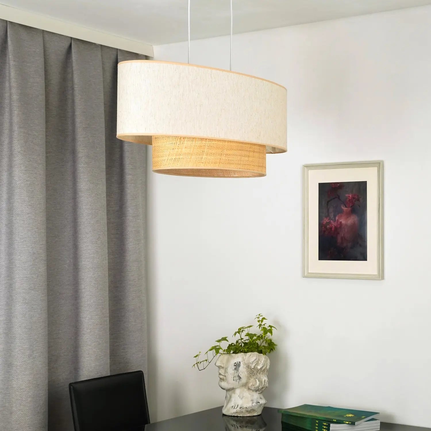 B-Ware Euluna Hängeleuchte Pendelleuchte Lampe Boho Cotton Beige Raffia Natur 80 Cm - 4251911790191