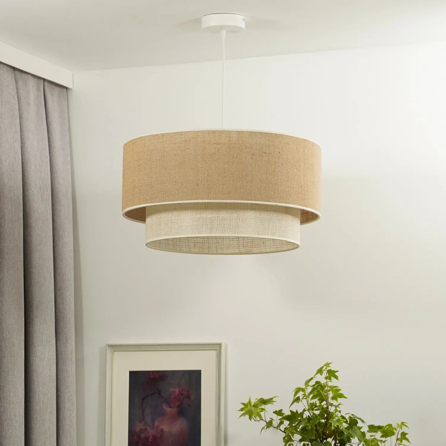 B-Ware Euluna Hängeleuchte Pendelleuchte Boho Jute Naturbraun Weiß Lampe Siehe Text - 4251911790030