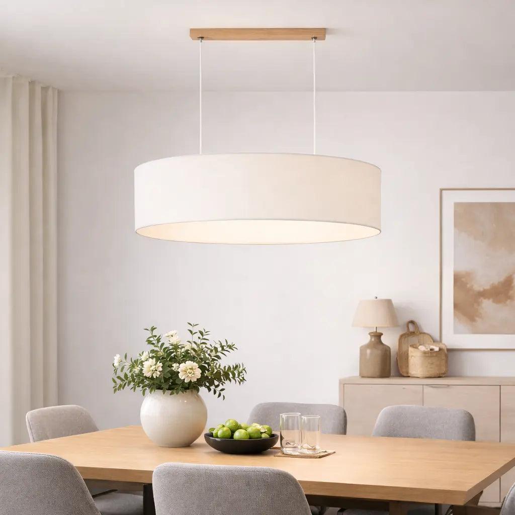 Suspension Euluna en toile de lin, abat-jour en toile, 80 cm, culot E27 (produit d'occasion) 