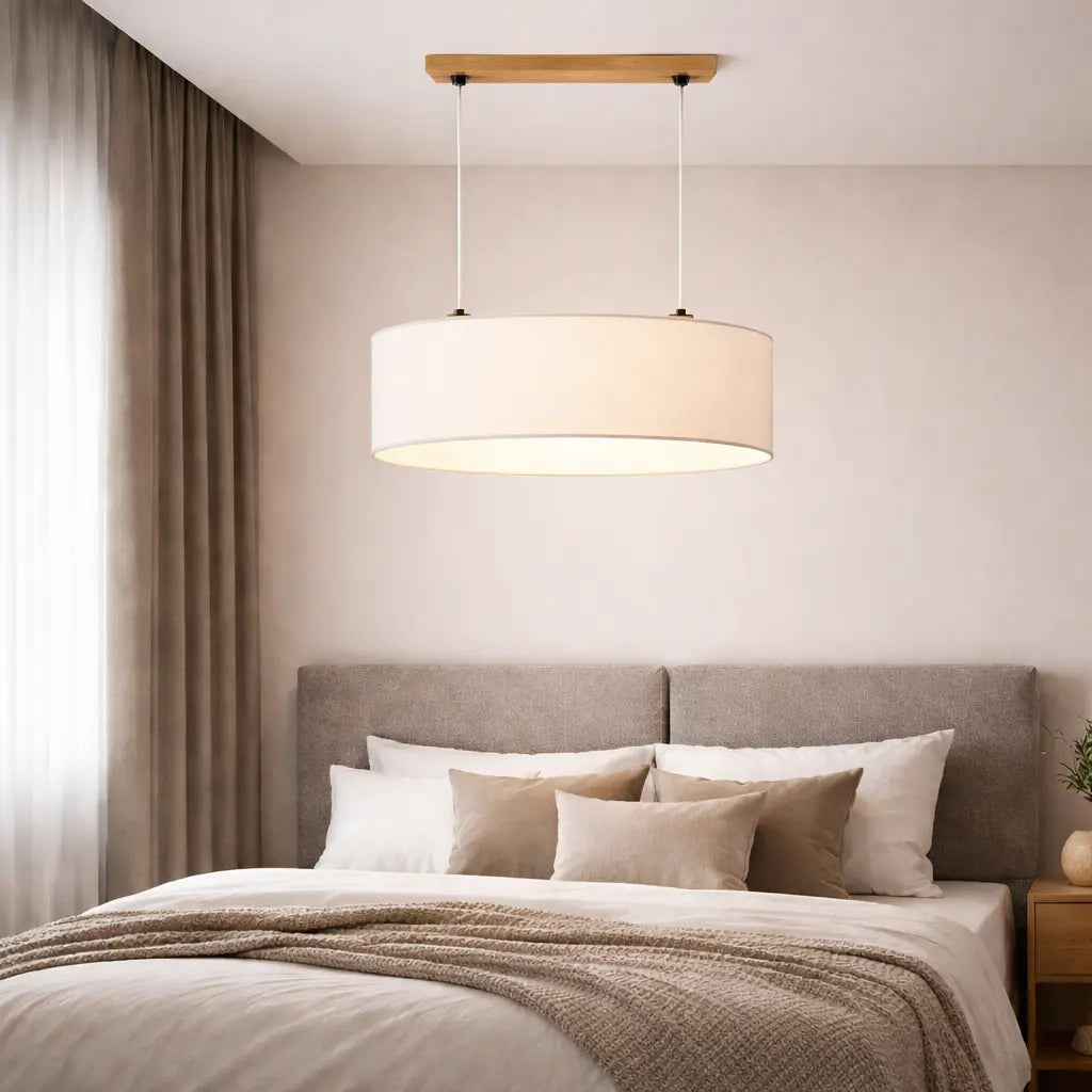 Suspension Euluna en toile de lin, abat-jour en toile, 80 cm, culot E27 (produit d'occasion) 
