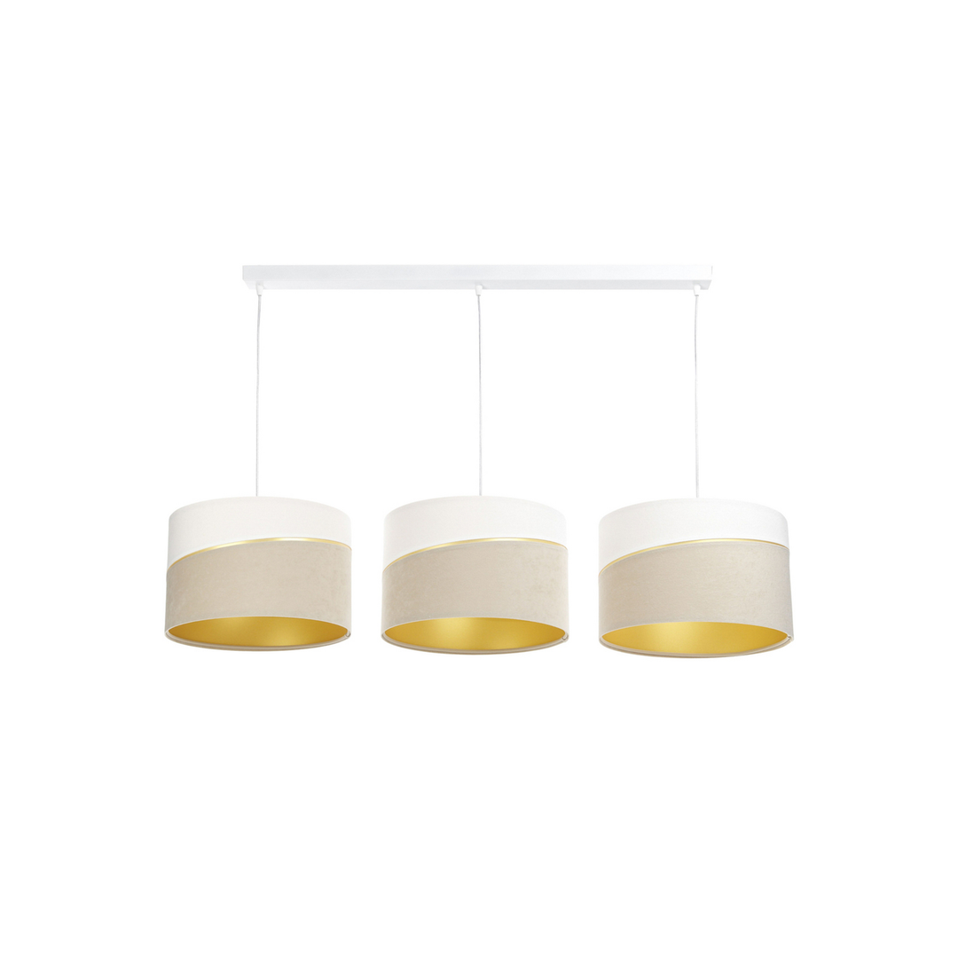 Euluna Hängeleuchte Pendelleuchte Lampe Dreiflammig Weiß Beige Gold Leuchte B-Ware