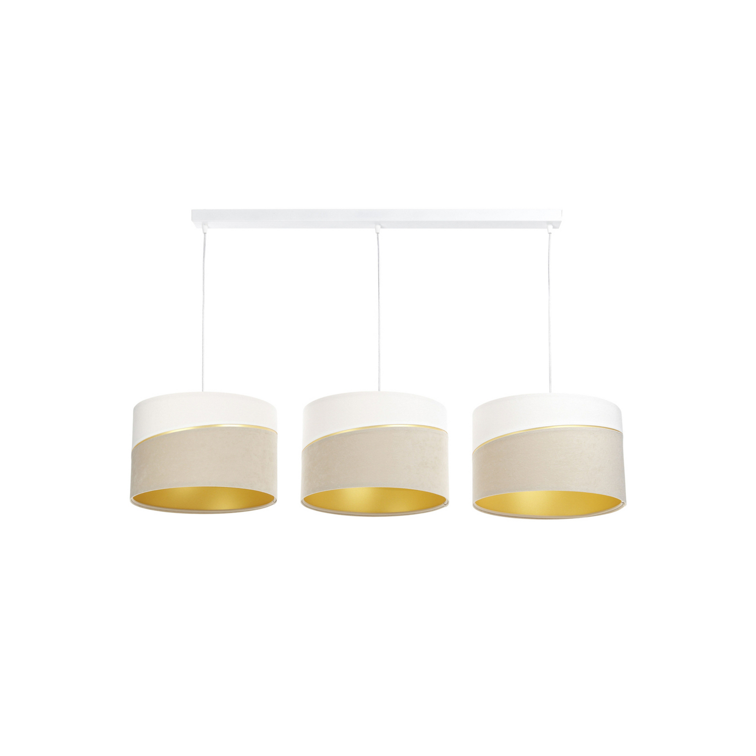 Euluna Hängeleuchte Pendelleuchte Lampe Dreiflammig Weiß Beige Gold Leuchte B-Ware