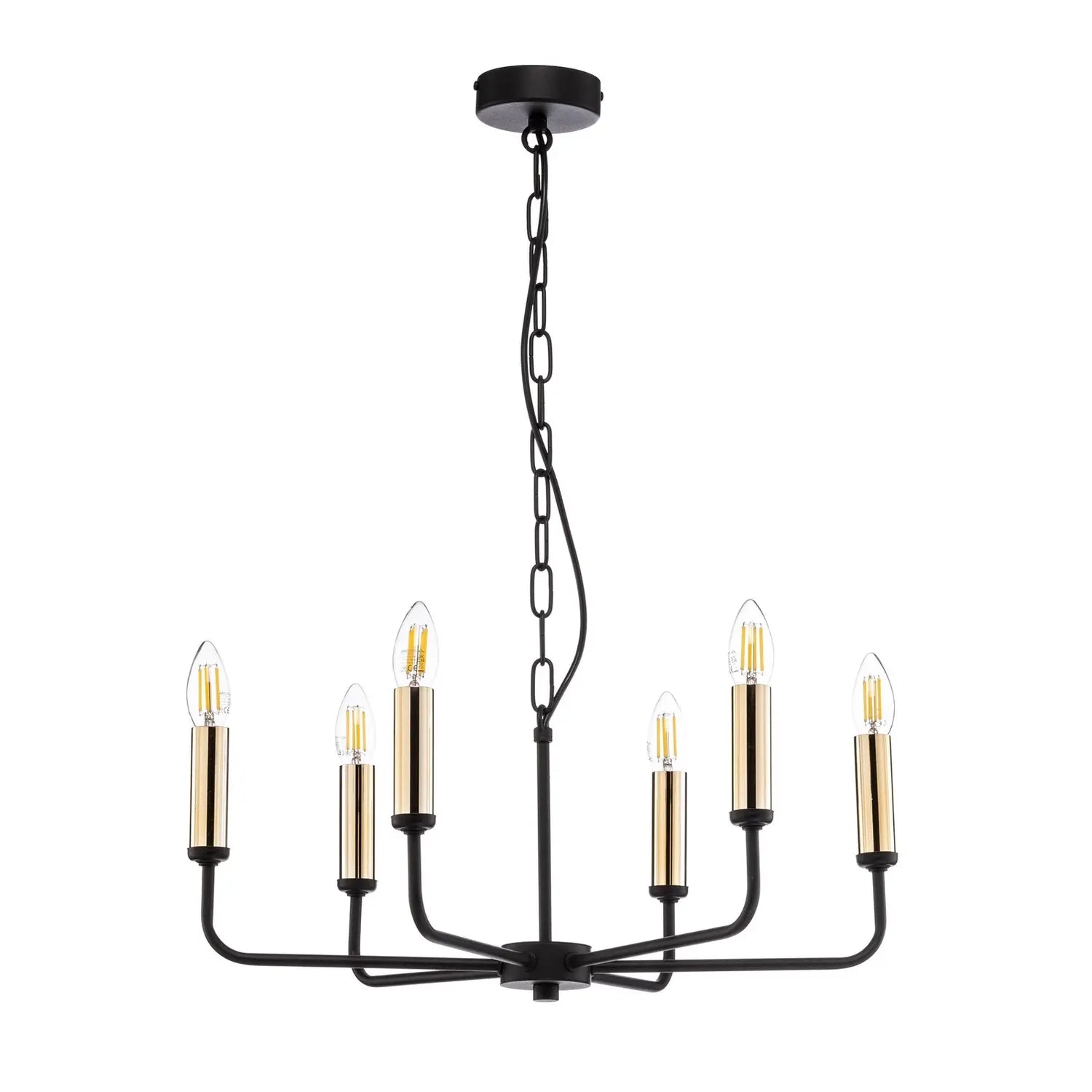 B-Ware Euluna Kronleuchter Deckenleuchte Hängelampe Ampli Schwarz Gold 6 Flg Stahl - 5905563001295