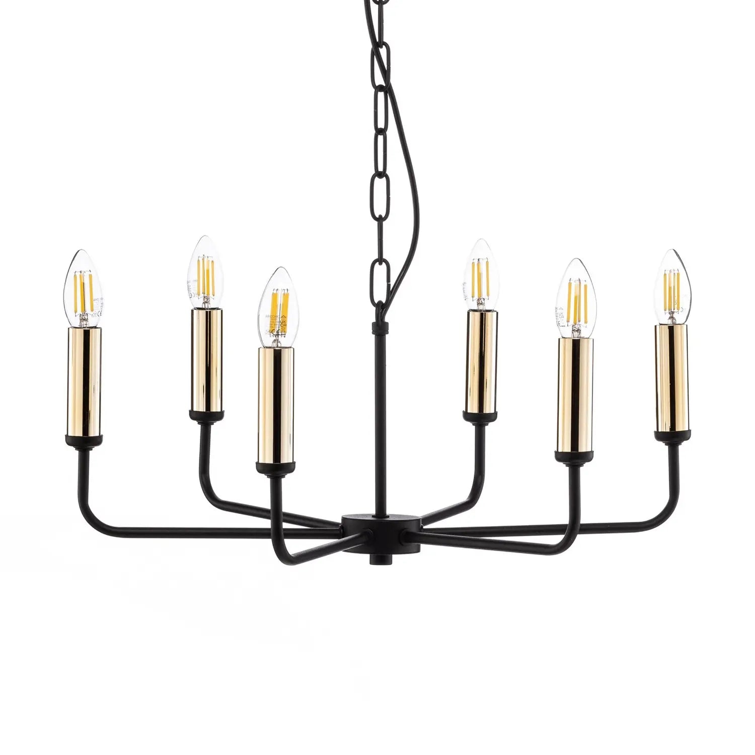 B-Ware Euluna Kronleuchter Deckenleuchte Hängelampe Ampli Schwarz Gold 6 Flg Stahl - 5905563001295