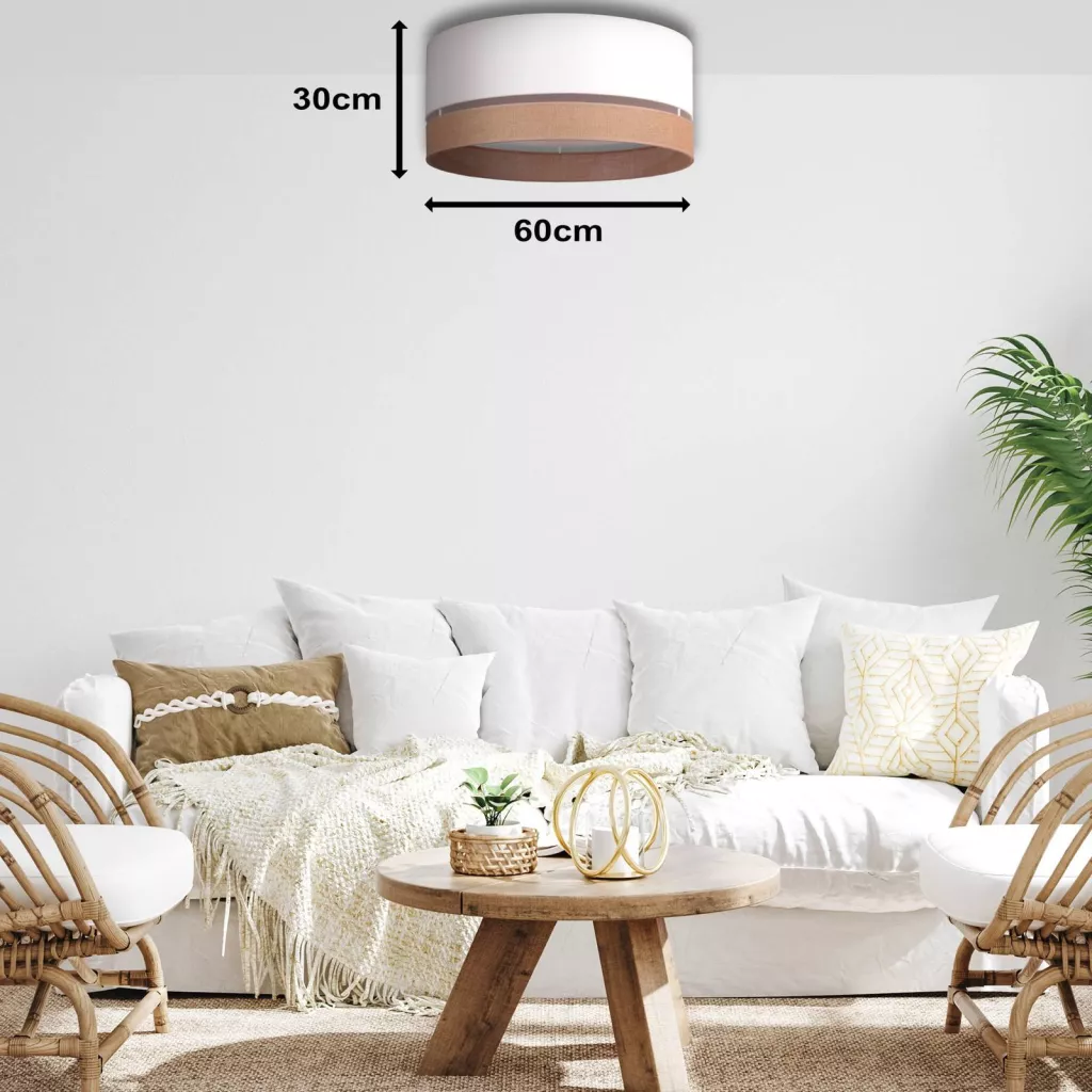 Euluna Levo Deckenleuchte Ø 60 cm Jute Ecru dimmbar für Wohnräume - 5903689187848