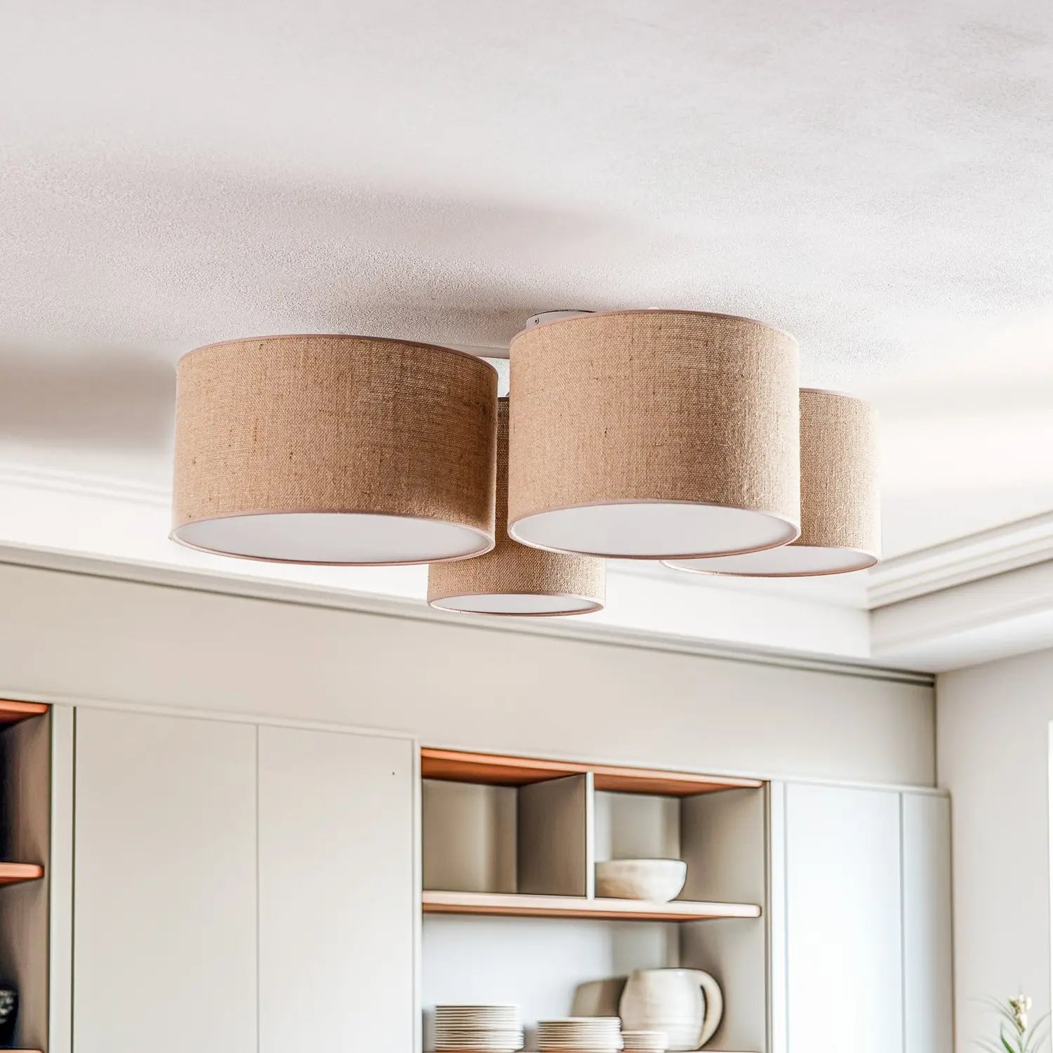 B-Ware Euluna Deckenleuchte Deckenlampe Lodge Jute Textil Metall Beige Weiß 4 Flammig - 5905317601863