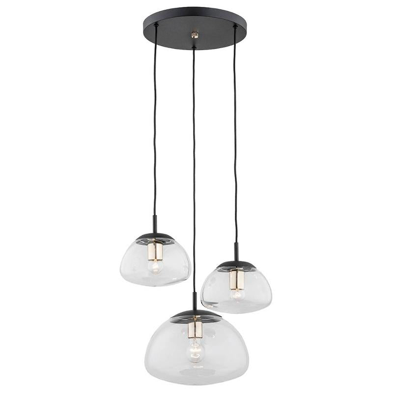 Euluna Pendellampe Turku Hängeleuchte 3-flammig klar schwarz Glas E27 LED Lampe - 4251911790559