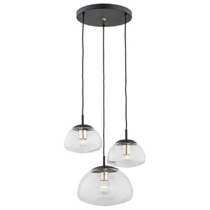 B-Ware Euluna Pendellampe Turku Hängeleuchte 3 Flammig Klar Schwarz Glas E27 Led Lampe